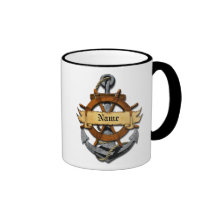 Ancre et roue nautiques personnalisées tasse