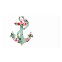 Ancre florale verte rose rouge vintage de motif cartes de visite professionnelles