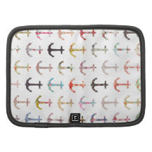 Ancres nautiques florales girly de rétro marin vin agendas folio