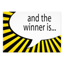 and the winner is! comic speech bubble personalized invitations