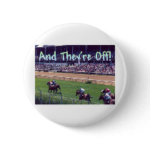 And They're Off! Pinback Buttons