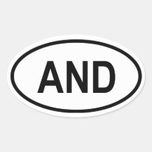 Andorra "AND" Oval Stickers