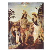 Andrea del Verrocchio Die Taufe Christi um 1472-14 Post Card