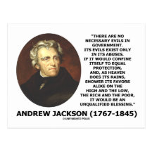 Andrew Jackson No Necessary Evils In Gov't Quote Postcards
