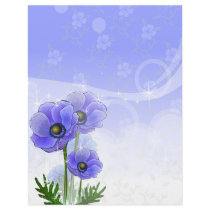 Anemone blue Linen stationary Custom Letterhead