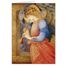 Ange de beaux-arts avec la carte de voeux de canne