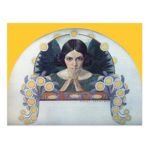 Ange de ~ d'espoir par : Carlos Schwabe Cartes Postales