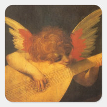Ange de musicien par Rosso Fiorentino, art vintage Autocollants Carrés