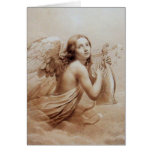 ANGE JOUANT LYRA AU-DESSUS DES NUAGES CARTES DE VŒUX