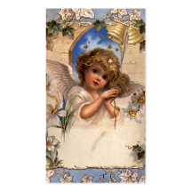 Ange victorien vintage de Noël avec le lierre de B Cartes De Visite Professionnelles