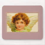 Ange vintage de petite fille dans le cadre tapis de souris