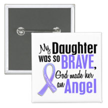 Angel 2 Daughter Stomach Cancer Pinback Buttons