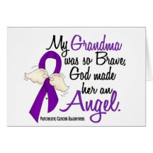 Angel 2 Grandma Pancreatic Cancer Greeting Card