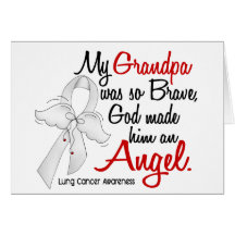 Angel 2 Grandpa Lung Cancer Greeting Card