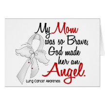 Angel 2 Mom Lung Cancer Greeting Cards
