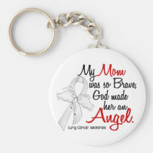 Angel 2 Mom Lung Cancer Keychains