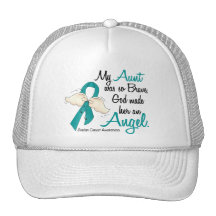 Angel 2 Ovarian Cancer Aunt Trucker Hats