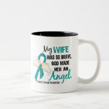 Angel 2 Ovarian Cancer Wife Coffee Mugs