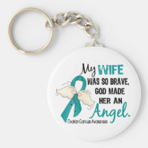 Angel 2 Ovarian Cancer Wife Keychain