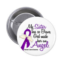 Angel 2 Sister Pancreatic Cancer Pinback Buttons