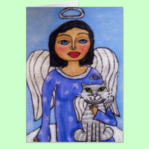 Angel and Cat  Holiday Card cards