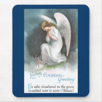 Angel and Crocus Flowers Vintage Easter Mousepad