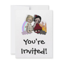 angel and devil cutie girls invitations