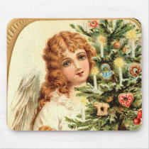 Angel at Christmas Tree Mousepads