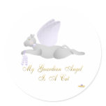 Angel Cat Light Grey Purple Roses Guardian Angel C