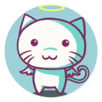 Angel Cat Runda Klistermärken