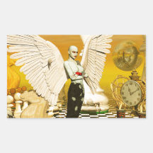 angel chess rectangular sticker