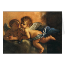 Angel detail, Patron Saints of Modena by Guercino Greeting Card