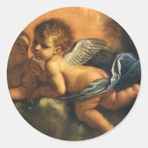 Angel detail, Patron Saints of Modena by Guercino Round Stickers
