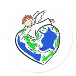 Angel Earth Round Sticker