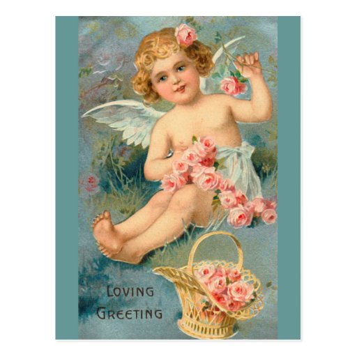 Angel Greetings Cute Vintage Floral Post Card