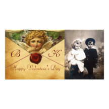 ANGEL HEART WAX SEAL PARCHMENT Monogram Customized Photo Card