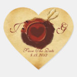ANGEL HEART WAX SEAL PARCHMENT Monogram Heart Sticker