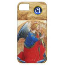 ANGEL IN GOLD RED AND BLUE MONOGRAM