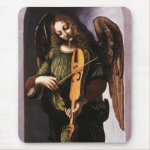 Angel in Green with a Vielle by Leonardo da Vinci Mouse Pads