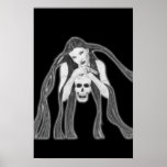 Angel of Death- lady with gun and skull Poster