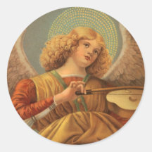 Angel Playing the Violin by Melozzo da Forlì Round Stickers