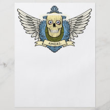 Angel Skull Skeleton with Halo with Bird Wings art Full Color Flyer