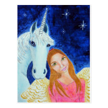 Angel & Unicorn Postcard
