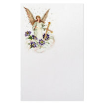 Angel With Cross And Clematis Flower Customised Stationery