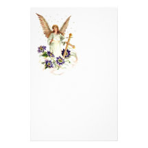 Angel With Cross And Clematis Flower Customised Stationery