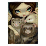 "Angel with Ferrets" Greeting Card
