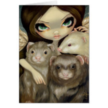 "Angel with Ferrets" Greeting Card