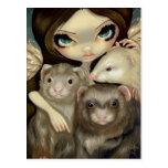"Angel with Ferrets" Postcard postcards