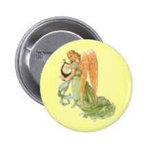 Angel with Harp Button