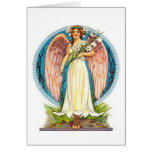 Angel With Lilly Flowers Greeting Cards